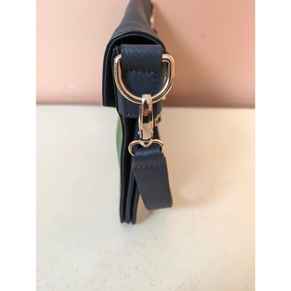 NWT Rowallan of Scotland Addie Shoulder Bag Navy Emerald White Leather Purse - Picture 4 of 12